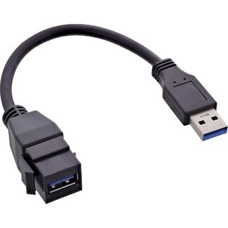 InLine USB-A Keystone module - USB-A (m) | USB3.0 5 Gbps | zwart | 0,20 meter