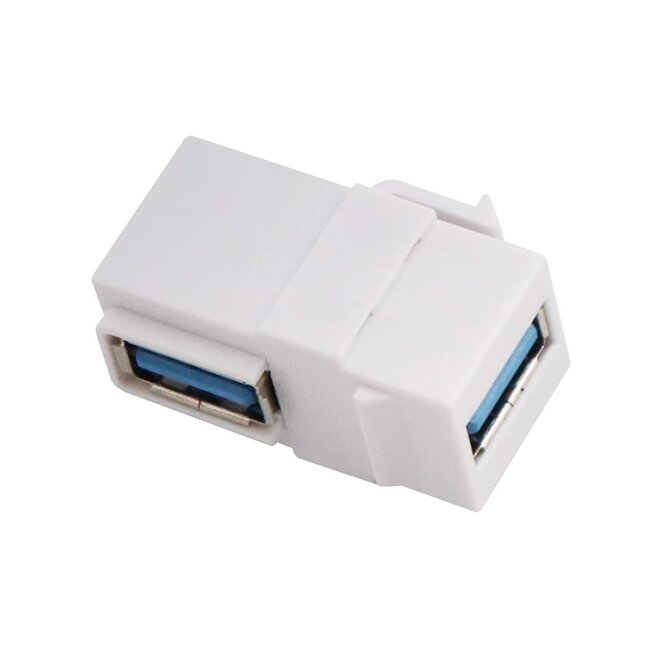 USB-A haaks (90° beneden) Keystone module | USB3.0 5 Gbps | wit