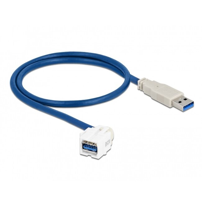 USB-A haaks (110° boven) Keystone module - USB-A (m) | USB3.0 5 Gbps | wit | 0,50 meter
