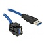 USB-A haaks (110° boven) Keystone module - USB-A (m) | USB3.0 5 Gbps | zwart | 1,5 meter