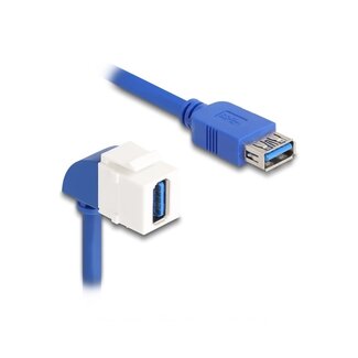 DeLOCK USB-A haaks (90° beneden) Keystone module - USB-A (v) | USB3.0 5 Gbps | wit | 0,20 meter