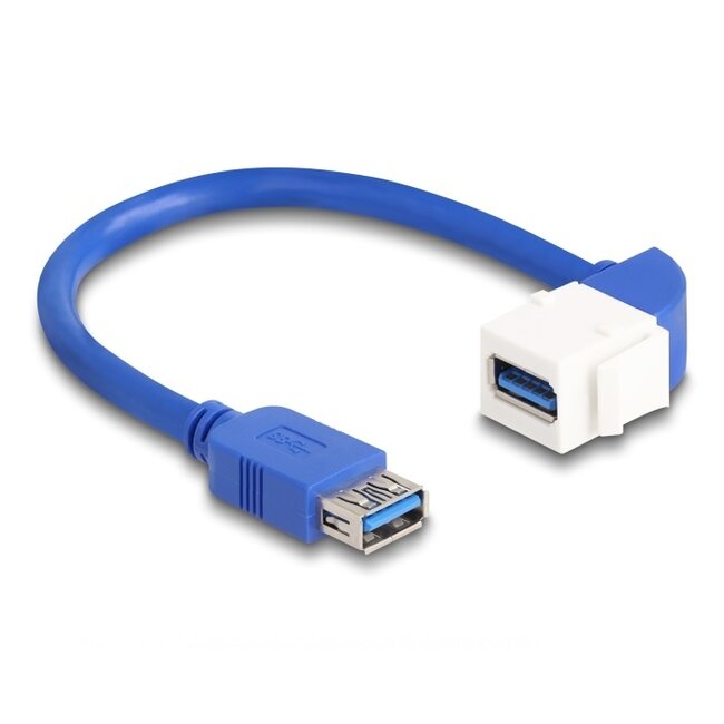 USB-A haaks (90° beneden) Keystone module - USB-A (v) | USB3.0 5 Gbps | wit | 0,20 meter