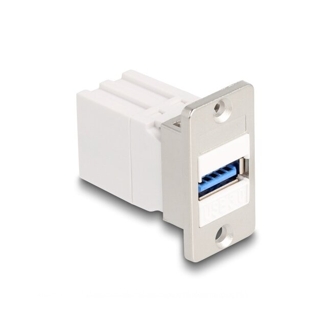 USB-A Keystone module | met inbouwframe | USB3.0 5 Gbps | wit