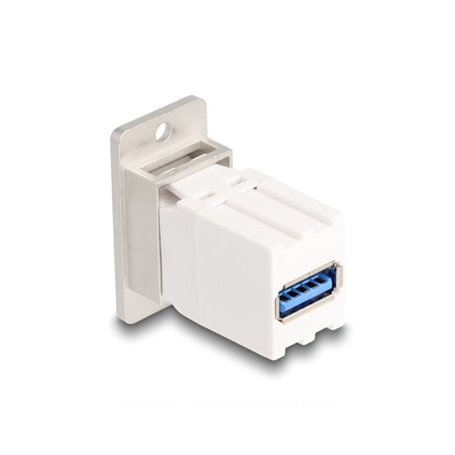 USB-A Keystone module | met inbouwframe | USB3.0 5 Gbps | wit