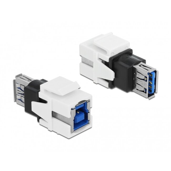 USB-A - USB-B Keystone module | dubbelzijdig | USB3.0 5 Gbps | wit