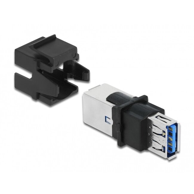 USB-A - USB-B Keystone module | dubbelzijdig | USB3.0 5 Gbps | zwart