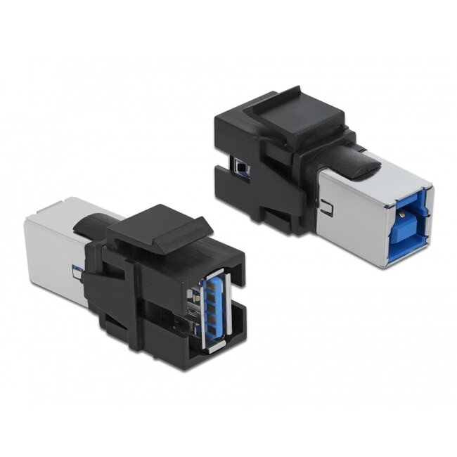 USB-A - USB-B Keystone module | dubbelzijdig | USB3.0 5 Gbps | zwart