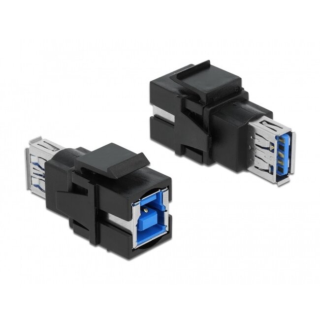 USB-A - USB-B Keystone module | dubbelzijdig | USB3.0 5 Gbps | zwart