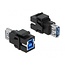 USB-A - USB-B Keystone module | dubbelzijdig | USB3.0 5 Gbps | zwart