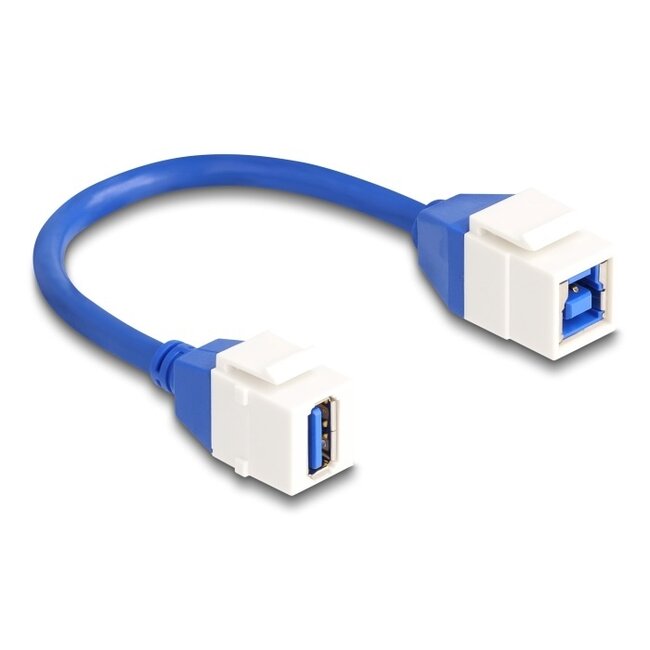 USB-A Keystone module - USB-B Keystone module | USB3.0 5 Gbps | wit | 0,20 meter