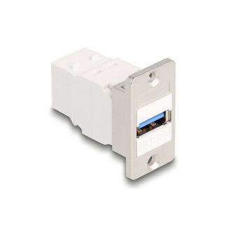 DeLOCK USB-A - USB-B Keystone module | met inbouwframe | USB3.0 5 Gbps | wit