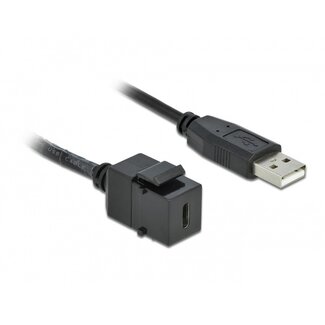 DeLOCK USB-C Keystone module - USB-A (m) | USB2.0 | zwart | 0,25 meter