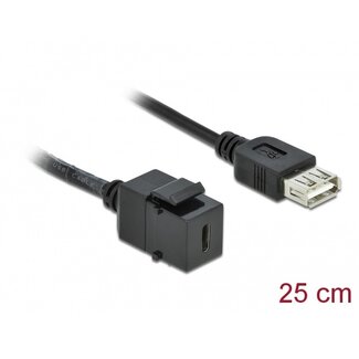 DeLOCK USB-C Keystone module - USB-A (v) | USB2.0 | zwart | 0,25 meter