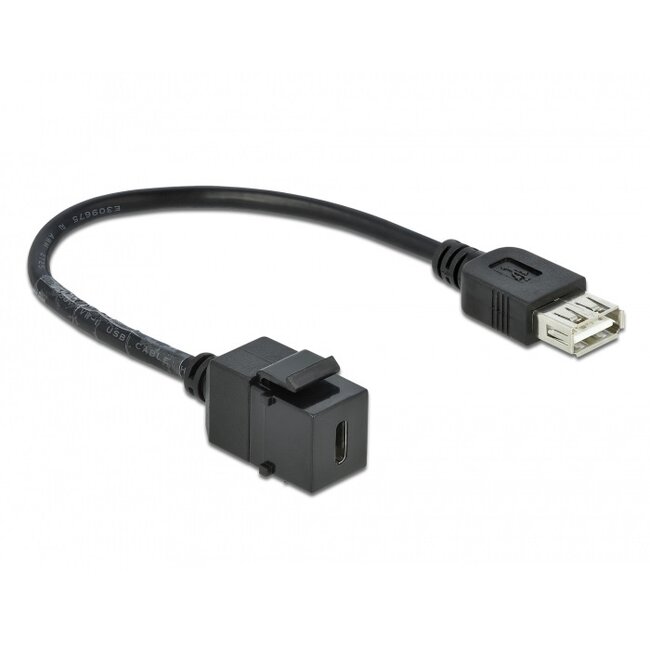 USB-C Keystone module - USB-A (v) | USB2.0 | zwart | 0,25 meter