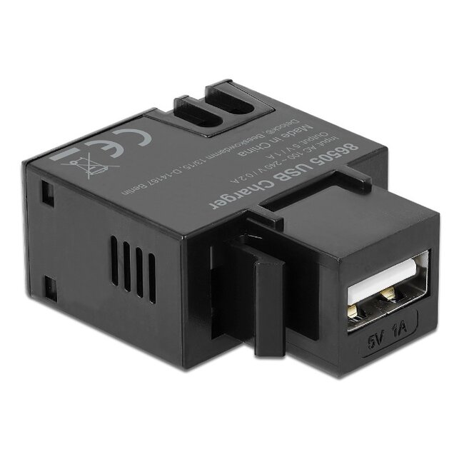 USB-A - terminal block Keystone USB-lader module | 5W | zwart