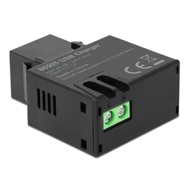 USB-A - terminal block Keystone USB-lader module | 5W | zwart