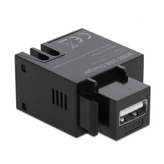 DeLOCK USB-A - terminal block Keystone USB-lader module | 10,5W | zwart