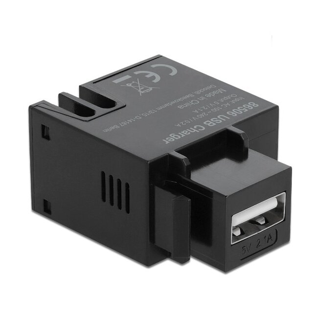 USB-A - terminal block Keystone USB-lader module | 10,5W | zwart