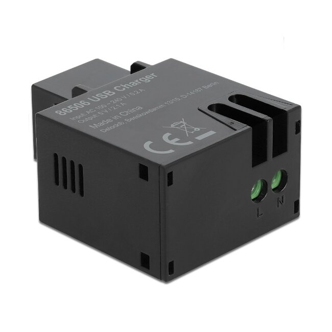 USB-A - terminal block Keystone USB-lader module | 10,5W | zwart