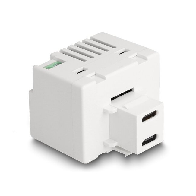 2x USB-C - terminal block Keystone USB-lader module | 20W | wit