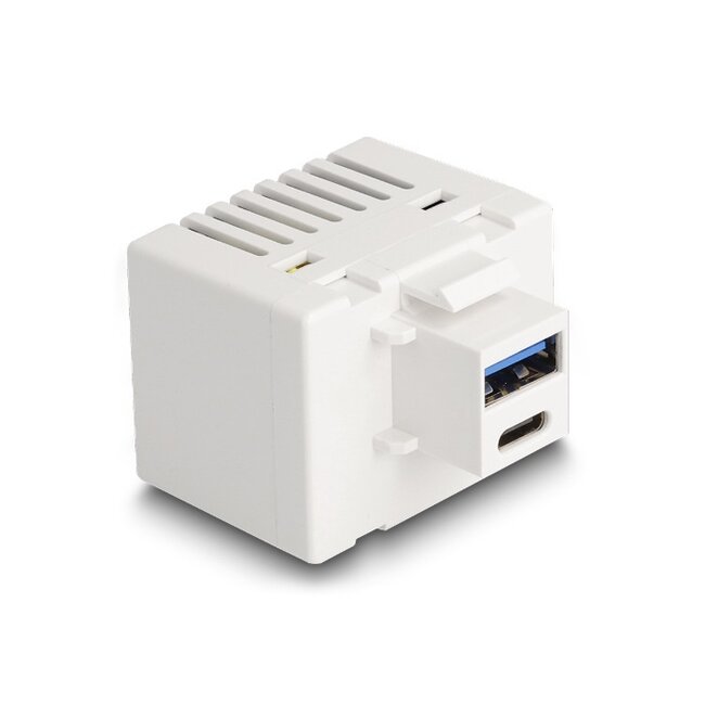 USB-C + USB-A - terminal block Keystone USB-lader module | 20W | wit
