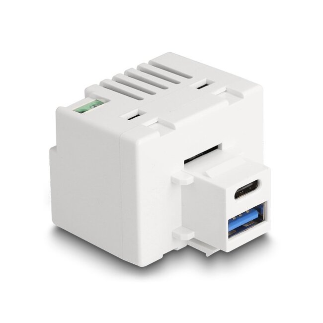 USB-C + USB-A - terminal block Keystone USB-lader module | 20W | wit