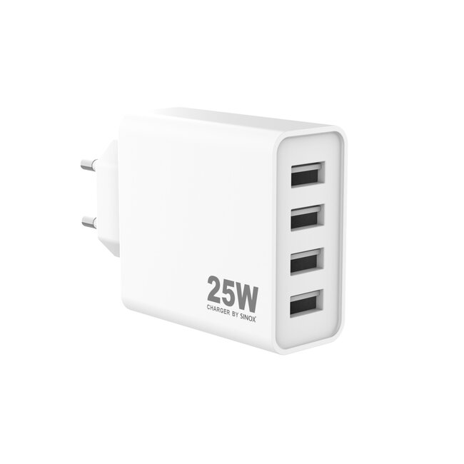 Sinox PRO USB thuislader | 4x USB-A | 5A | wit
