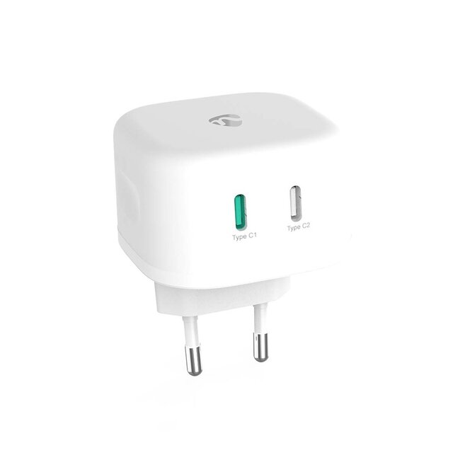 Nedis USB thuislader | 2x USB-C PD | Smart IC | GaN | 45W | wit
