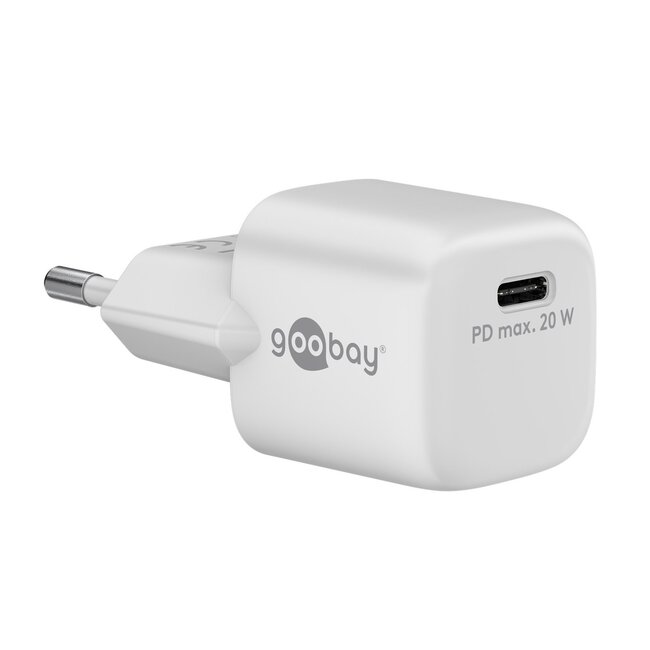 Goobay nano USB lader | USB-C PD | GaN | 20W | wit