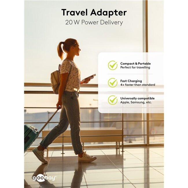 Goobay nano USB lader | USB-C PD | GaN | 20W | wit