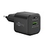 Goobay nano USB lader | USB-C PD + USB-A QC | GaN | 20W | zwart
