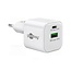 Goobay nano USB lader | USB-C PD + USB-A QC | GaN | 20W | wit