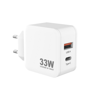 Sinox Sinox PRO USB thuislader | USB-C PD + USB-A QC | GaN | 33W