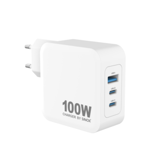 Sinox Sinox PRO USB thuislader | 2x USB-C PD + 1x USB-A QC | GaN | 100W