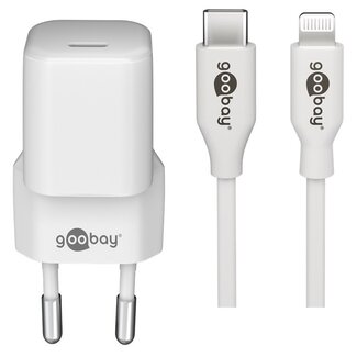 Goobay Goobay nano USB-C PD thuislader | 20W | losse Lightning kabel | wit | 1 meter