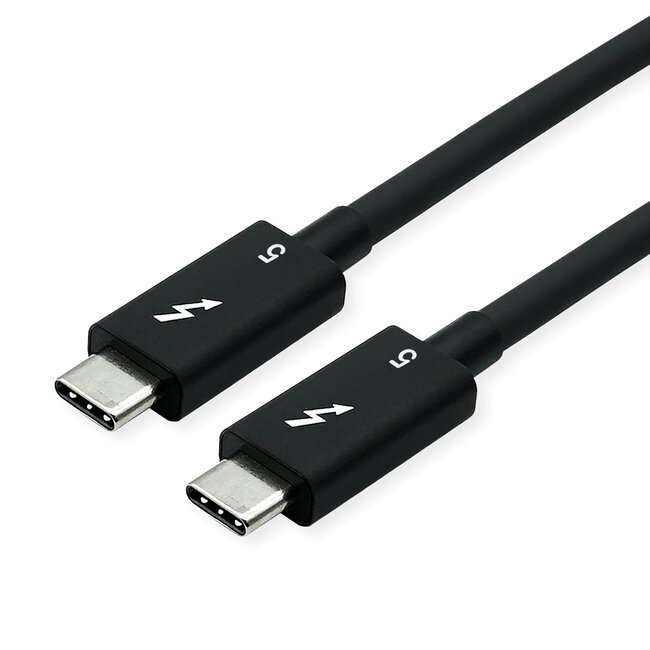 ROLINE Thunderbolt™ 5 kabel, C-C, M/M, 80Gbit/s, 240W, passief, zwart, 0,8 m