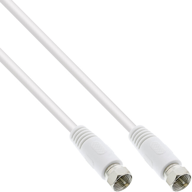 InLine® SAT-verbindingskabel, 2x afgeschermd, 2x F-male, >75dB, wit, 5m