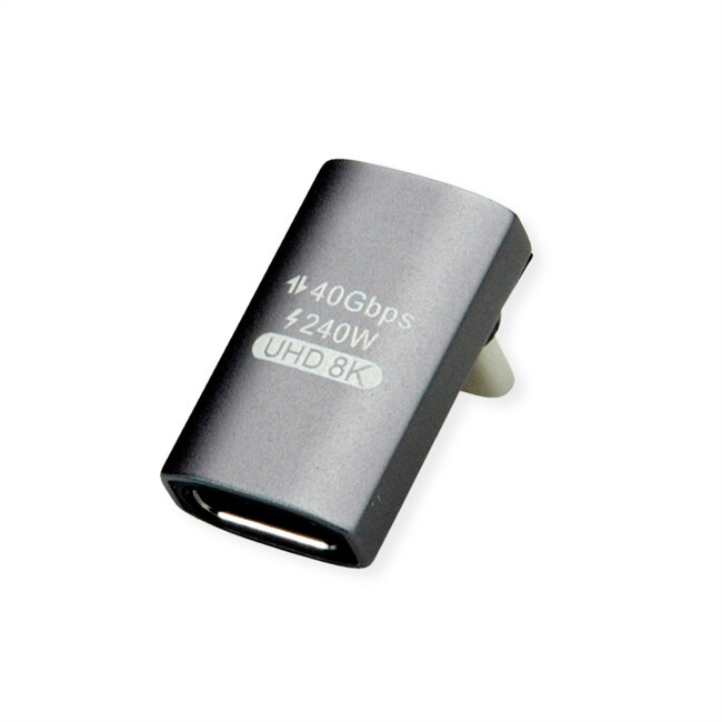 ROLINE USB4 Gen 3x2 Adapter Type C Male/Female, Aluminium, 90° breed, zilver