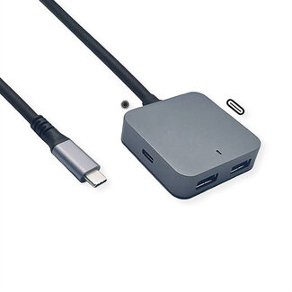 Value VALUE USB 3.2 Gen 1 Hub, 4 poorten (2x USB-A + 2x USB-C), met verlengkabel, 3 m