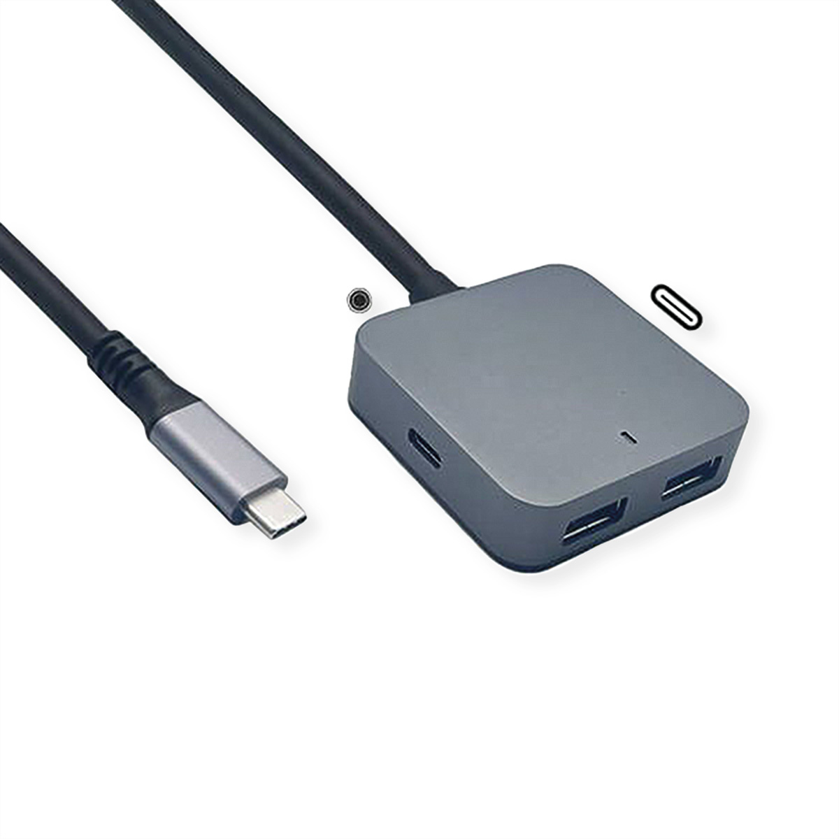 VALUE USB 3.2 Gen 1 Hub, 4 poorten (2x USB-A + 2x USB-C), met verlengkabel, 3 m