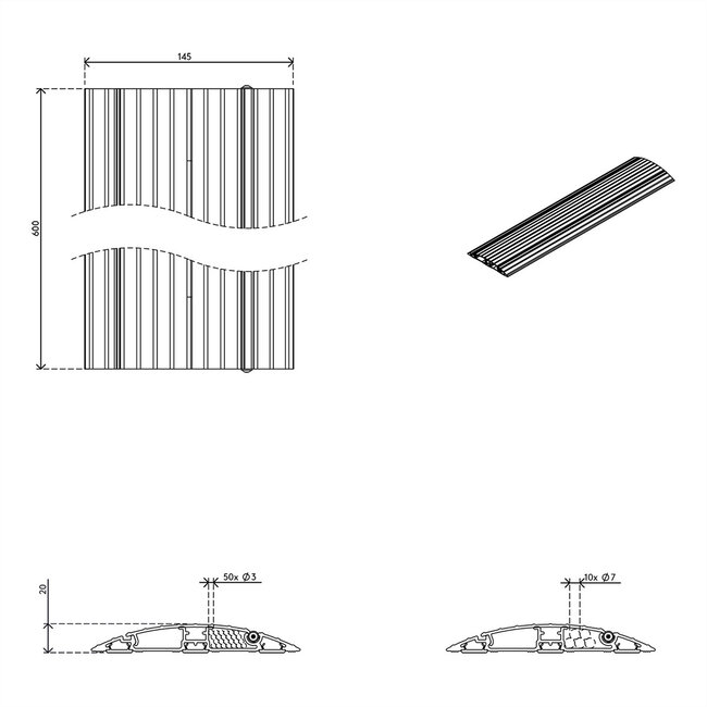 DATAFLEX Addit kabelgoot, recht 402, zilver, 60 cm