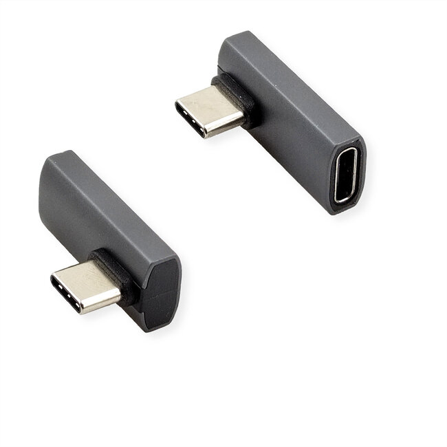 ROLINE USB4 Gen 3x2 Adapter Type C male/female, Aluminium, 90° gedraaid, zilver