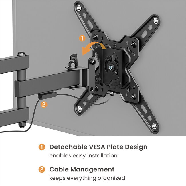 VALUE TV-Wandhalterung, 3 Drehpunkte, 13-43 Zoll, bis 20 kg