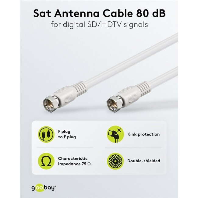 Goobay SAT Antenna Cable (80 dB), Double Shielded 1.5 m