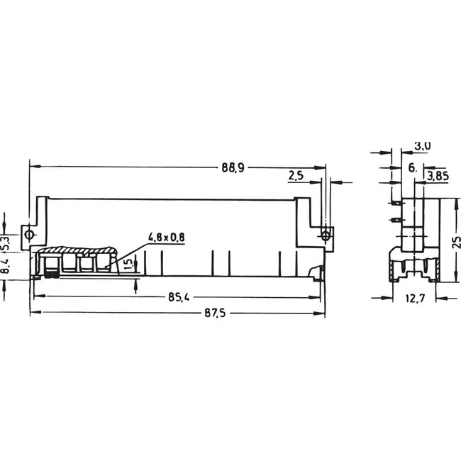 SCHROFF Stekker Type H, EN 60603, DIN 41612, Mannelijk, 15 Contacten, Stiftlengte 3,0 mm