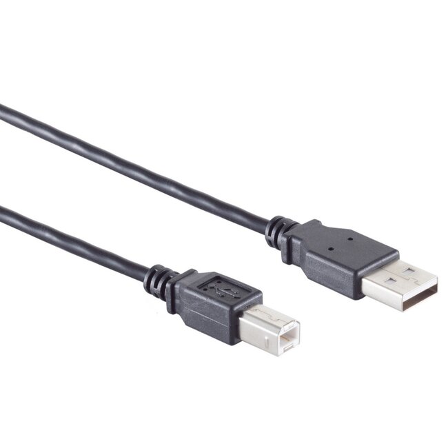 USB-A - USB-B kabel | USB2.0 | 2,5W | zwart | 5 meter