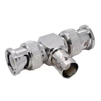 Universal BNC (v) - 2x BNC (m) splitter | T-uitvoering | 50 Ohm