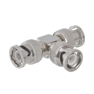 Universal BNC (m) - 2x BNC (m) splitter | T-uitvoering | 50 Ohm