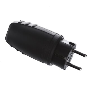 Bachmann Bachmann CEE 7/7 geaarde stroomstekker | recht | rubber | IP44 | zwart