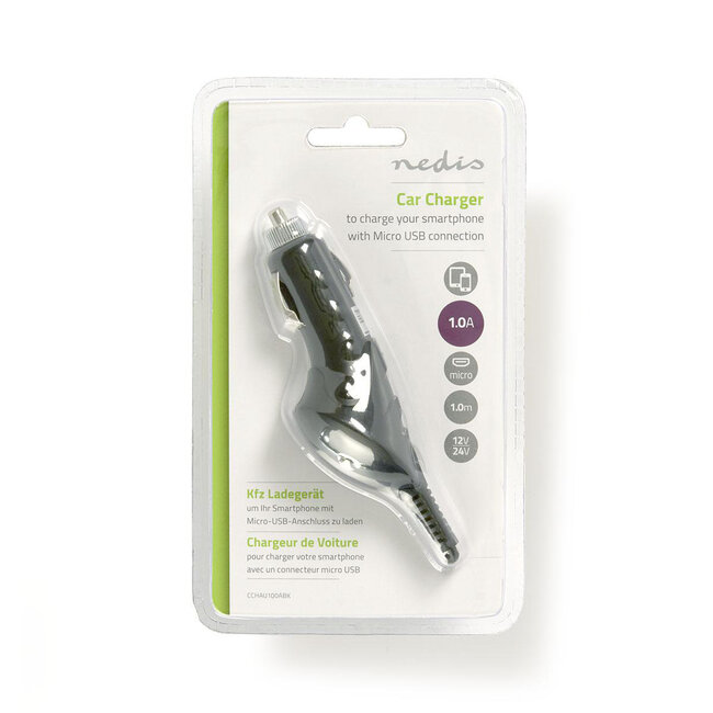 Nedis Micro USB autolader | vaste kabel | 1A | 1 meter